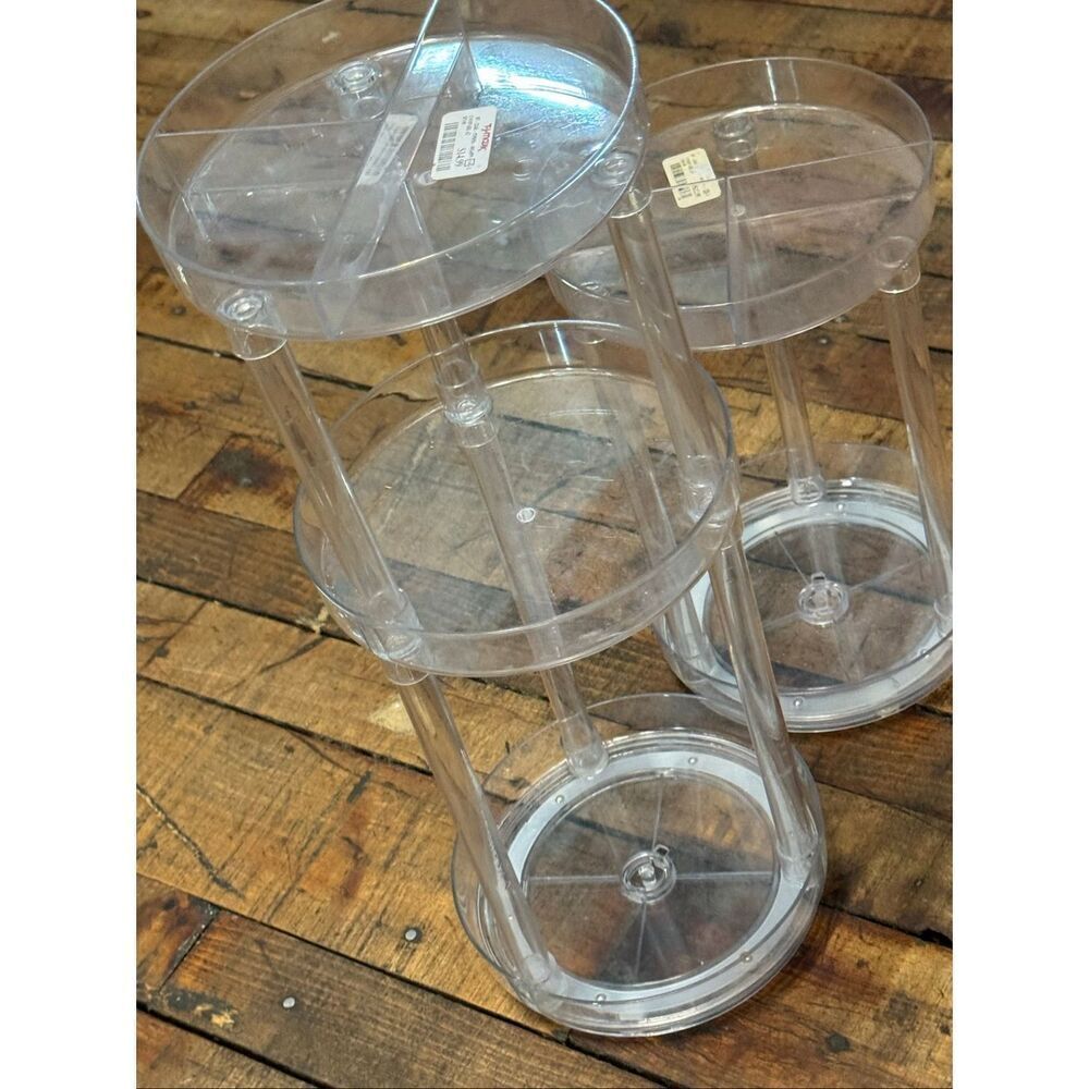 Think beauty organizer storage vanity jewelry box 2/3 tier round rotating - Picture 4 of 7
